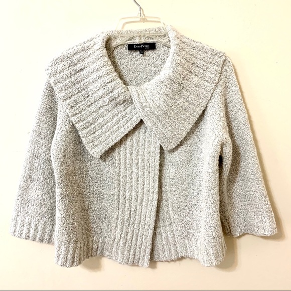 Evan Picone Sweater/Blazer Wool Blend Light Grey - Picture 2 of 8